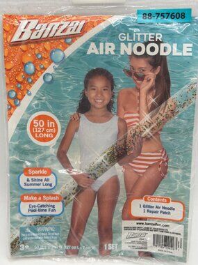Banzai Glitter Air Noodle Inflatable Pool Float 50 In Long Includes Repair Patch